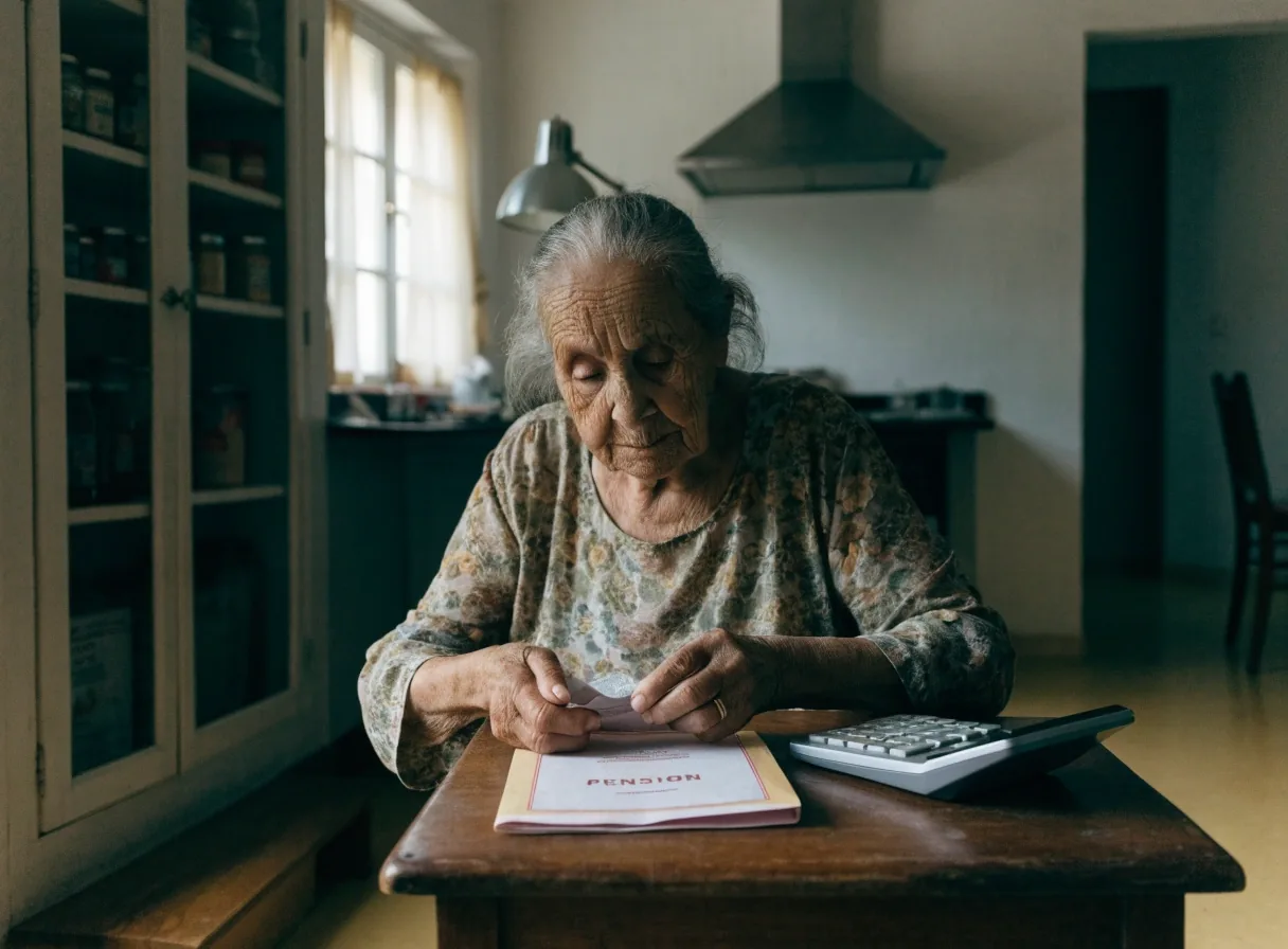 Mano abierta señalando hacia la derecha sobre una carpeta cerrada